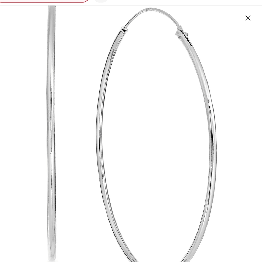 And Now This Silver Plated Endless Wire Large Hoop Earrings